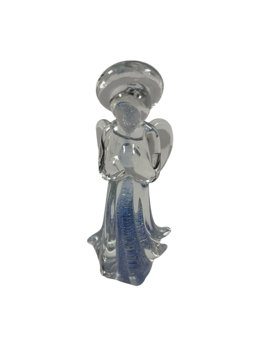 Murano Style Hand Blown Art Glass Praying Angel Paperweight Figurine Christmas